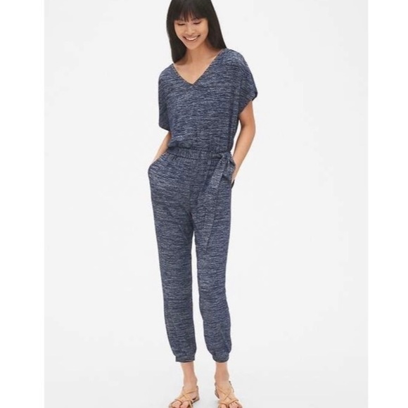 GAP Pants & Jumpsuits Gap Softspun Cozy Heather Navy Blue Tie Waist